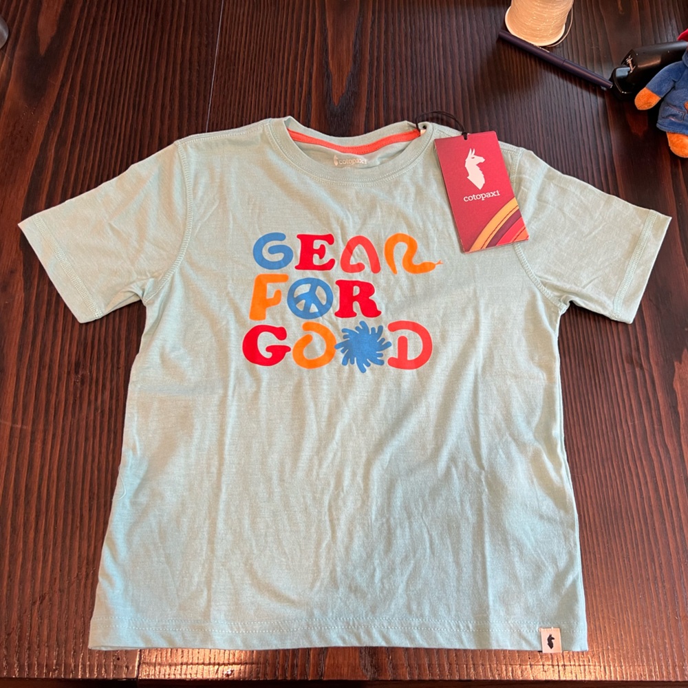 Cotopaxi Light Greenish-Blue Short Sleeve Tee Kids Size Small